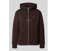 GANT Regular Fit Sweatjacke aus Baumwoll-Mix in Dunkelbraun, Größe M