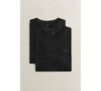 GANT Regular Fit T-Shirt Rundhals Doppelpack schwarz, Bedruckt