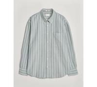 Gant Relaxed Fit Brushed Oxford Striped Shirt Dark Emerald Grün L
