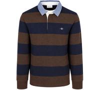 GANT Regular Fit Longsleeve Poloshirt Black Brown, Gestreift