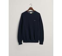 GANT - Rundhalspullover aus Baumwoll-Piqué evening blue - Gr. - L