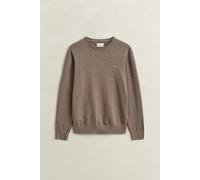 Rundhalspullover GANT "CLASSIC COTTON", Herren, Gr. XL, braun (schwarz hazelnut melange), Web, Obermaterial: 100% Baumwolle, unifarben, regular fit normal, Rundhals, eingesetzt angesetztes Bündchen, P