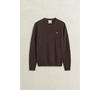 Gant - Rundhalspullover aus Lambswool dark brown melange - Gr. - XXL