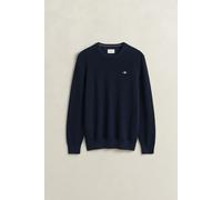 Sweater GANT "Strickpullover MICRO TEXTURED COTTON C-NECK 1er Pack", Herren, Gr. M, blau, Obermaterial: 100% Baumwolle CO., Sweatshirts Sweater (35352563-M) blau