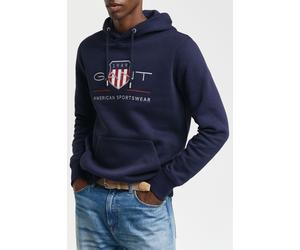 GANT Shield Regular Fit Kapuzen Sweatshirt Evening Blue, Einfarbig