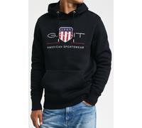 GANT Shield Regular Fit Kapuzen Sweatshirt schwarz, Einfarbig