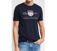 GANT Halbarm T-Shirt Regular Fit Baumwolle Logo-Stick weiß