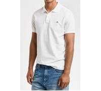 Poloshirt GANT "SLIM SHIELD SS PIQUE POLO", Herren, Gr. 5XL, weiß, Jersey, Obermaterial: 100% Baumwolle, unifarben, slim fit hüftlang, hoch geschlossener Ausschnitt, Rippbündchen, Shirts Poloshirt, mi