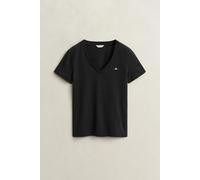 GANT Damen T-Shirt Reg Shield V-Ausschnitt Schwarz Größe L (EU)