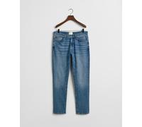 Slim-fit-Jeans GANT "SLIM GANT JEANS", Herren, Gr. 34, Länge 34, blau (mid blau worn in), Denim/Jeans, Obermaterial: 97% Baumwolle, 2% Polyester, 1% Elasthan, slim fit, Jeans Slim-fit-Jeans (64960026-