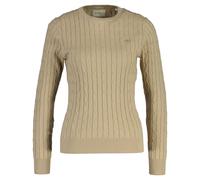 GANT Damen Pullover - STRETCH COTTON CABLE C-NECK, Rundhals, Zopfstrick, Logo Beige (Oat) 2XL