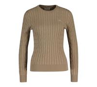 GANT Damen Pullover - STRETCH COTTON CABLE C-NECK, Rundhals, Zopfstrick, Logo Beige 2XL