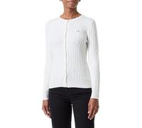 GANT Damen Strickjacke - STRETCH COTTON CABLE CARDIGAN, Zopfstrick, Logo Weiß 3XL