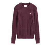 Gant - Stretch Cotton Cable Knit Rundhals-Pullover - - Knitwear - Damen - Rot - S