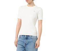 GANT - Kurzärmliger Zopfstrickpullover aus Baumwollstretch eggshell - Gr. - XL