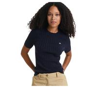 T-Shirt GANT "T-Shirt STRETCH COTTON CABLE C-NECK 1er Pack", Damen, Gr. S, blau, Obermaterial: 88% Baumwolle CO. 10% Polyamid PA. 2% Elasthan EL., Shirts T-Shirt (20930012-S) blau