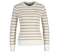 GANT Damen Gestreifter Zopfstrick Rundhalspullover (M) OAT BEIGE
