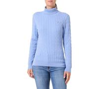 GANT Damen Zopfstrick Rollkragenpullover aus Stretch-Baumwolle (M) Blau