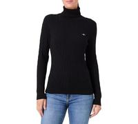 GANT Damen Zopfstrick Rollkragenpullover aus Stretch-Baumwolle (XS) Schwarz Grau