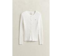 Gant - Strickjacke aus Stretch-Baumwolle mit Zopfmuster eggshell - Gr. - S