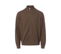 GANT Regular Fit Strickjacke aus Baumwoll-Woll-Mix Modell 'HERRINGBONE TEXTURE ZIP' in Dunkelbraun, Größe L