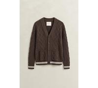 GANT - Strickjacke mit Zopfmuster aus Wollmix SHADOW BROWN - Gr. - XXL