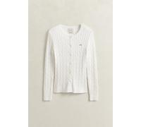GANT Damen Stretch Cotton Cable Cardigan Strickjacke, Eggshell, Small