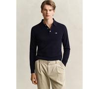Gant Strickpoloshirt aus Lammwolle Herren Wolle blau, XL