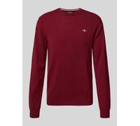 Gant Strickpullover aus reiner Lammwolle mit gerippten Abschlüssen in Pflaume, Größe XL