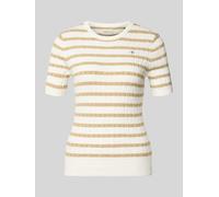 Gant Strickshirt mit Rundhalsausschnitt und Label-Stitching in Camel, Größe M