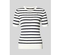 Gant Strickshirt mit Rundhalsausschnitt und Label-Stitching in Ecru, Größe S