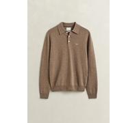 GANT Herren Superfine Lambswool Polopullover (S) LIGHT Braun MELANGE
