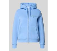 Gant Sweatjacke mit Zweiwege-Reißverschluss und Label-Stitching in Hellblau, Größe L