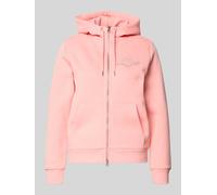 Gant Sweatjacke mit Zweiwege-Reißverschluss und Label-Stitching in Hellrosa, Größe XL