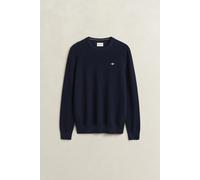 GANT Pullover Regular-Fit Microtexturierte Baumwolle Rundhals Herren Blau M