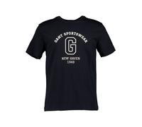 Gant T-Shirt Herren Regular Fit Kurzarm Rundhals Baumwolle Schwarz, M