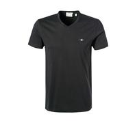 Gant Herren Slim Shield V-Neck T-Shirt T Shirt, Schwarz, XXL EU