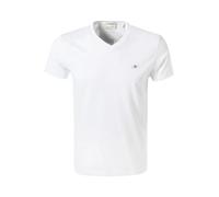 Gant Herren Slim Shield V-Neck T-Shirt T Shirt, Weiß, 3XL EU