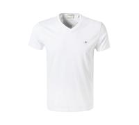 Gant T-Shirt Herren Slim Fit Kurzarm V-Ausschnitt Baumwolle weiß, XXL