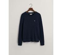 GANT Teenager Shield Zopfstrick Rundhalspullover aus Baumwolle (176) EVENING Blau