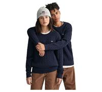 GANT Unisex Kinder Shield Cotton Cable C-Neck Pullover, Evening Blue, 158-164
