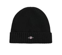 Gant Unisex Shield Wool Beanie-Mütze, Schwarz, Einheitsgröße EU