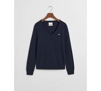 GANT Damen Extrafine Lambswool V-Neck Pullover, Evening Blue, 36
