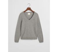 GANT - V-Neck Pullover aus Extra Fine Lambswool grey melange - Gr. - L
