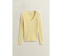 Gant Damen Strickpullover mit Zopfmuster Slim Fit, vanille, Gr. M