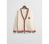 GANT Damen Gant Varsity V-Neck Zopfstrick Strickjacke (S) CREAM