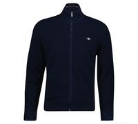 GANT Strickjacke 8030293 – strukturierte Baumwolle, Reißverschluss, Blau, Größe M