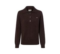 GANT - Zopfstrick-Rugger aus Lambswool deep brown - Gr. - S
