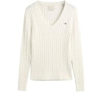 GANT Women's Stretch Cotton Cable V-Neck Pullover Sweater