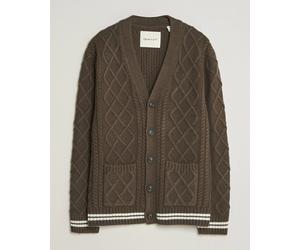 Gant Wool Cable Knitted Cardigan Shadow Brown Braun XL